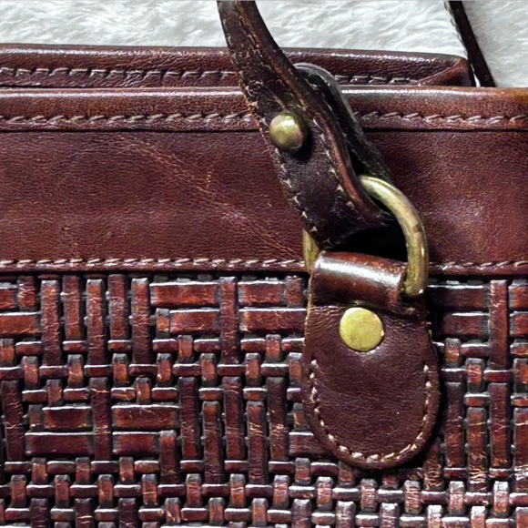 Brahmin Vintage Dark Brown Woven Leather Shoulder Bag - Picture 16 of 16
